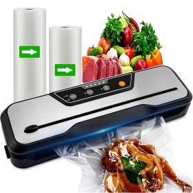 Food Vacuum Sealer Machine with 2 Rolls Food Vacuum Sealer Bags;   Food Storage Saver Dry & Moist Food Modes;  Led Indicator Lights;  Easy to Cle