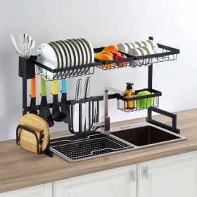 2-Tier Over the Sink Dish Drying Rack Drainer Utensil Organizer Holder Tableware Organizer Large Dish Rack for Kitchen Countertop Stainless Steel