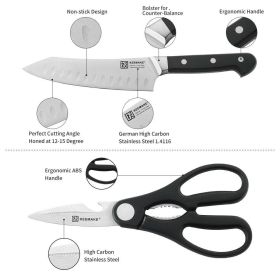 2Pcs Chef Knife Set Stainless steel Kitchen Shears Scissor Cutlery Slicing Gift