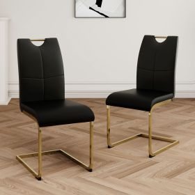 Modern Dining Chairs with Faux Leather Padded Seat Dining Living Room Chairs Upholstered Chair with gold Metal Legs Design for Kitchen, Living