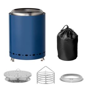 Cylindrical Integrated Folding Stainless Steel Wood Burning Basin (Color: Blue)