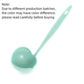 1pc Long Handle Soup Spoon With Filter Strainer - Multi-Functional 2 In 1 Cooking Colander And Kitchen Tool For Easy Soup Preparation And Straini (Color: Green)