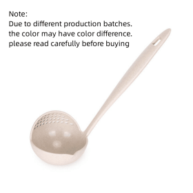 1pc Long Handle Soup Spoon With Filter Strainer - Multi-Functional 2 In 1 Cooking Colander And Kitchen Tool For Easy Soup Preparation And Straini (Color: Beige)