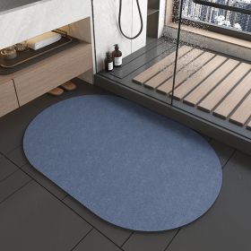 Diatomite Bathroom Super Absorbent Mat Non-slip Home Kitchen Toilet Quick Drying Floor Mats Room Doormat Oil Proof Floor Mats (Color: Oval Blue, Specification: 600MMx900MM)