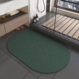 Diatomite Bathroom Super Absorbent Mat Non-slip Home Kitchen Toilet Quick Drying Floor Mats Room Doormat Oil Proof Floor Mats (Color: Oval Dark Green, Specification: 500MMx800MM)