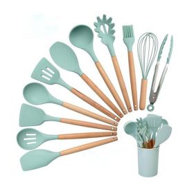 Kitchen Silicone Cooking Tool Utensil Set (Type: 11pcs, Color: Light Green)