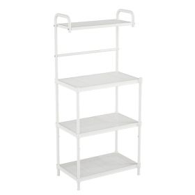 4-Tier Kitchen Microwave Storage Rack with Metal Shelves (Color: White)