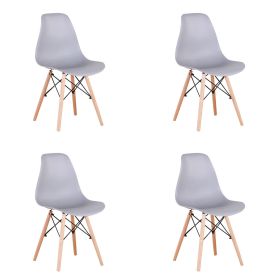 Set of 4 Modern Style Dining Chair, Shell Lounge Plastic Chair for Kitchen, Dining, Bedroom (Color: Gray)