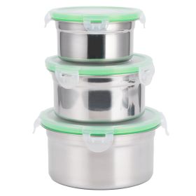 3Pcs/Set Fridge Storage Box 304 Stainless Steel Sealed Preservation Bowl Food Container with Lid (Option: as picture)